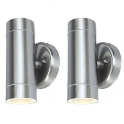 Uberhaus 2-Light Outdoor Wall Sconce - Stainless Steel - 2-Pack
