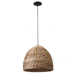 Dome 1-Light Pendant Light - 18" x 16" - Metal/Bamboo