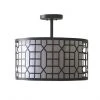 Project Source Semi-Flush Mount Ceiling Light - 2 Lights - 15-in x 13-in - Metal/Fabric - Black and White -Project Source Shop 08385087 L