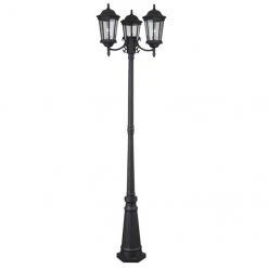 Project Source 3-Light Outdoor Post Light - 27-in x 86-in - Black