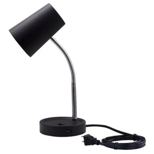 Project Source Desk Lamp with USB Port - LED - 4.5 W - Plastic - Black -Project Source Shop 30775022 L