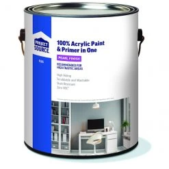 Project Source Plus 2-in-1 Acrylic Paint and Primer - White - Pearl Finish - 3.78-L
