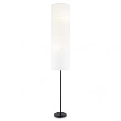 Project Source Floor Lamp with Rice Paper Shade - 69.75-in - Matte Black
