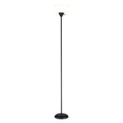Project Source Floor Lamp with Frosted Shade - 72-in - White and Black