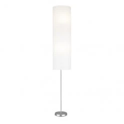 Project Source Floor Lamp with Rice Paper Shade - 69.75-in - Brushed Nickel and White
