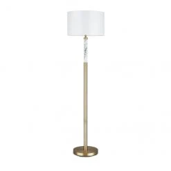 Project Source Floor Lamp with Marble Accent - 62-in - Metal - Antique Brass