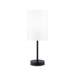 Project Source Table Lamp - 18-in - Rice Paper and Plastic - Matte Black and White